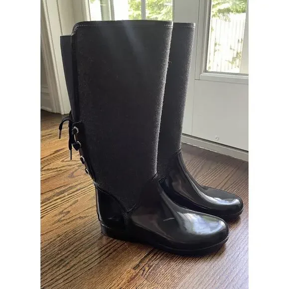 Michael Kors women rubber knee high boots size 8 - Picture 2 of 12